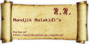 Mandjik Malakiás névjegykártya
